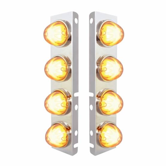 UNITED PACIFIC - UNITED PACIFIC - 34435 - SOPORTE DEL FILTRO DE AIRE FRONTAL DE ACERO INOXIDABLE CON LUZ LED AMBAR DE 8X 9 SANDÍA Y BISELES PARA LENTES PETERBILT-CLEAR