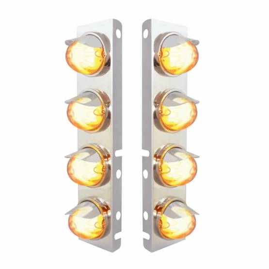 UNITED PACIFIC - UNITED PACIFIC - 34437 - SOPORTE DEL FILTRO DE AIRE DELANTERO DE ACERO INOXIDABLE CON LUZ LED ÁMBAR DE 8X 9 SANDÍA Y VISORES PARA LENTES PETERBILT-CLEAR