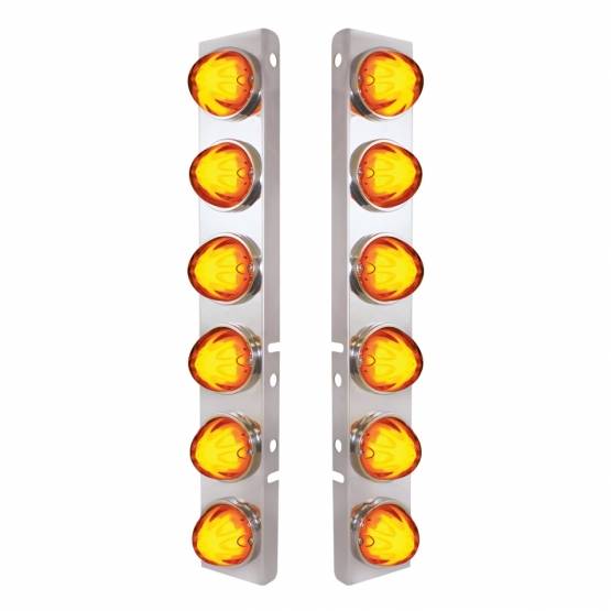 UNITED PACIFIC - UNITED PACIFIC - 34438 - SOPORTE DEL FILTRO DE AIRE FRONTAL SS CON LUZ GLOLIGHT SANDÍA DE DOBLE FUNCIÓN LED ÁMBAR 12X 9 PARA LENTES PETERBILT-ÁMBAR