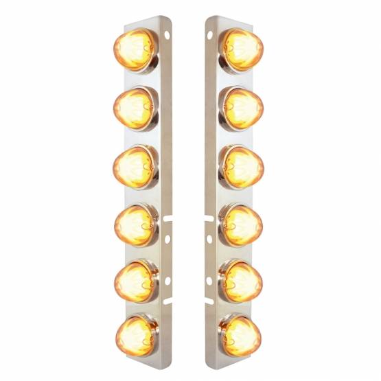UNITED PACIFIC - UNITED PACIFIC - 34439 - SOPORTE DEL FILTRO DE AIRE FRONTAL SS CON LUZ GLOLIGHT SANDÍA DE DOBLE FUNCIÓN LED ÁMBAR 12X 9 PARA LENTES PETERBILT-CLEAR