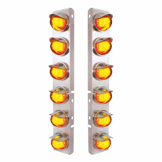 UNITED PACIFIC - UNITED PACIFIC - 34440 - SOPORTE DE FILTRO DE AIRE DELANTERO SS CON LUZ LED SANDÍA HI/LO 12X 9 ÁMBAR Y VISORES PARA LENTES PETERBILT-ÁMBAR