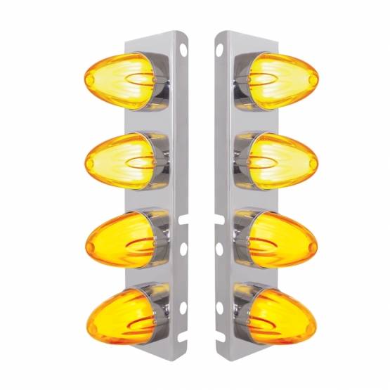 UNITED PACIFIC - UNITED PACIFIC - 34454 - SOPORTE DEL FILTRO DE AIRE FRONTAL SS CON LUZ GLOLIGHT SANDÍA DE DOBLE FUNCIÓN LED ÁMBAR 8X 9 PARA LENTES PETERBILT-ÁMBAR