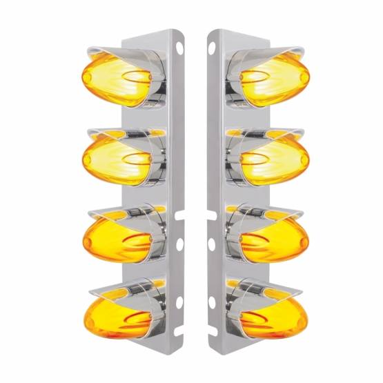 UNITED PACIFIC - UNITED PACIFIC - 34456 - SOPORTE DE FILTRO DE AIRE DELANTERO SS CON LUZ GLOLED SANDÍA HI/LO LED ÁMBAR 8X 9 Y VISORES PARA LENTES PETERBILT-AMBER