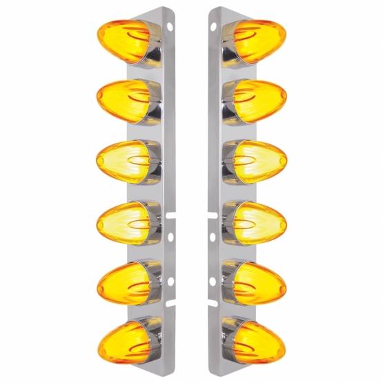 UNITED PACIFIC - UNITED PACIFIC - 34458 - SOPORTE DE FILTRO DE AIRE DELANTERO SS CON LUCES LED GLOLIGHT SANDÍA GRAKON 12X 9 ÁMBAR HI/LO PARA LENTES PETERBILT - ÁMBAR