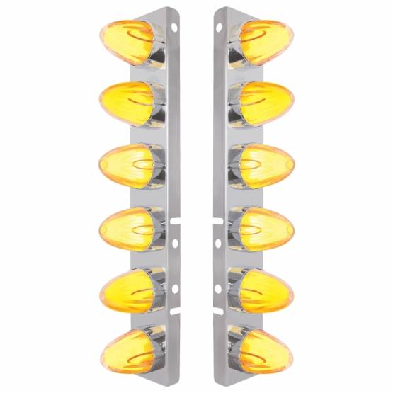 UNITED PACIFIC - UNITED PACIFIC - 34459 - SOPORTE DE FILTRO DE AIRE DELANTERO SS CON LUCES LED GLOLIGHT SANDÍA GRAKON 12X 9 ÁMBAR HI/LO PARA LENTES PETERBILT-CLEAR