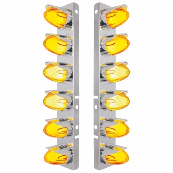 UNITED PACIFIC - UNITED PACIFIC - 34460 - SOPORTE DE FILTRO DE AIRE DELANTERO SS CON 12X ÁMBAR HI/LO LED GLOLIGHT SANDÍA LUZ GRAKON Y VISERA PARA LENTES PETERBILT-AMBER
