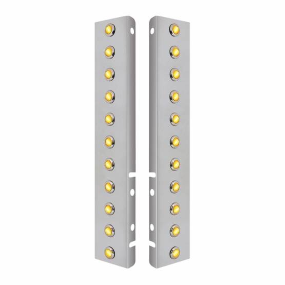 UNITED PACIFIC - UNITED PACIFIC - 34462 - SOPORTE DEL FILTRO DE AIRE FRONTAL DE ACERO INOXIDABLE CON 22X 3 LED ÁMBAR HI/LO MINI LUCES DE CRISTAL DE 3/4" Y BISELES DE ACERO INOXIDABLE PARA LENTES PETERBILT-AMBER