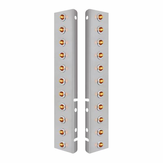 UNITED PACIFIC - UNITED PACIFIC - 34463 - SOPORTE DEL FILTRO DE AIRE FRONTAL DE ACERO INOXIDABLE CON 22X 2 LED ÁMBAR MINI LUCES DE 3/4" Y BISELES DE ACERO INOXIDABLE PARA LENTES PETERBILT-AMBER