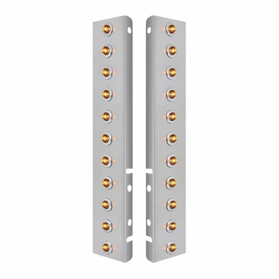 UNITED PACIFIC - UNITED PACIFIC - 34464 - SOPORTE DEL FILTRO DE AIRE FRONTAL DE ACERO INOXIDABLE CON 22X 2 LED ÁMBAR MINI LUCES DE 3/4" Y BISELES DE ACERO INOXIDABLE PARA LENTES PETERBILT-CLEAR