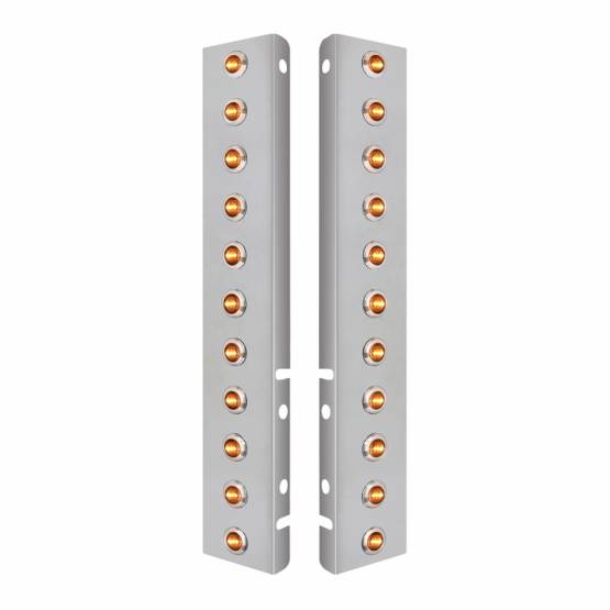 UNITED PACIFIC - UNITED PACIFIC - 34466 - SOPORTE DEL FILTRO DE AIRE FRONTAL DE ACERO INOXIDABLE CON 22X 3 LED ÁMBAR DE DOBLE FUNCIÓN MINI LUCES DE 3/4" Y BISELES DE ACERO INOXIDABLE PARA LENTES PETERBILT-CLEAR