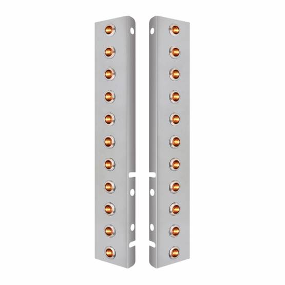 UNITED PACIFIC - UNITED PACIFIC - 34467 - SOPORTE DEL FILTRO DE AIRE FRONTAL DE ACERO INOXIDABLE CON 22X 3 LED ÁMBAR MINI LUCES DE 3/4" Y BISELES DE ACERO INOXIDABLE PARA LENTES PETERBILT-AMBER