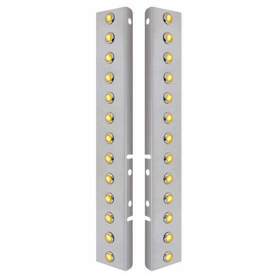 UNITED PACIFIC - UNITED PACIFIC - 34471 - SOPORTE DEL FILTRO DE AIRE FRONTAL DE ACERO INOXIDABLE CON 26X 3 LED ÁMBAR HI/LO MINI LUCES DE CRISTAL DE 3/4" Y BISELES DE ACERO INOXIDABLE PARA LENTES PETERBILT-AMBER