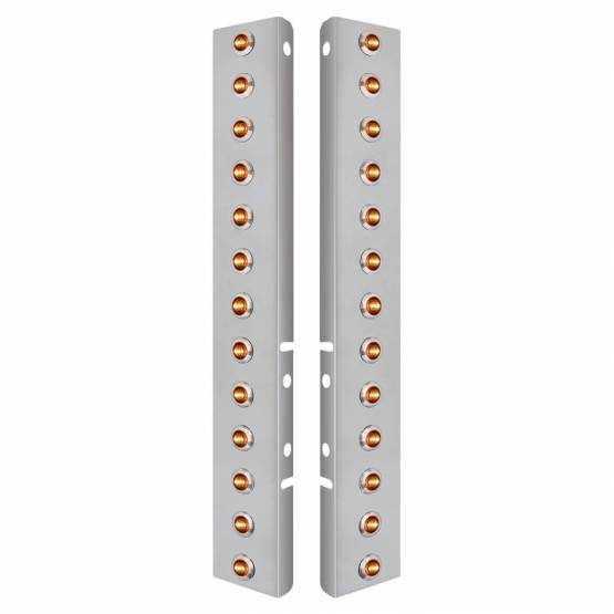 UNITED PACIFIC - UNITED PACIFIC - 34474 - SOPORTE DEL FILTRO DE AIRE FRONTAL DE ACERO INOXIDABLE CON 26X 3 LED ÁMBAR DE DOBLE FUNCIÓN MINI LUCES DE 3/4" Y BISELES DE ACERO INOXIDABLE PARA LENTES PETERBILT-AMBER