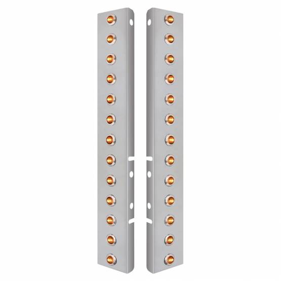UNITED PACIFIC - UNITED PACIFIC - 34475 - SOPORTE DE FILTRO DE AIRE FRONTAL DE ACERO INOXIDABLE CON 26X 3 LED ÁMBAR DE DOBLE FUNCIÓN MINI LUCES DE 3/4" Y BISELES DE ACERO INOXIDABLE PARA LENTES PETERBILT-CLEAR