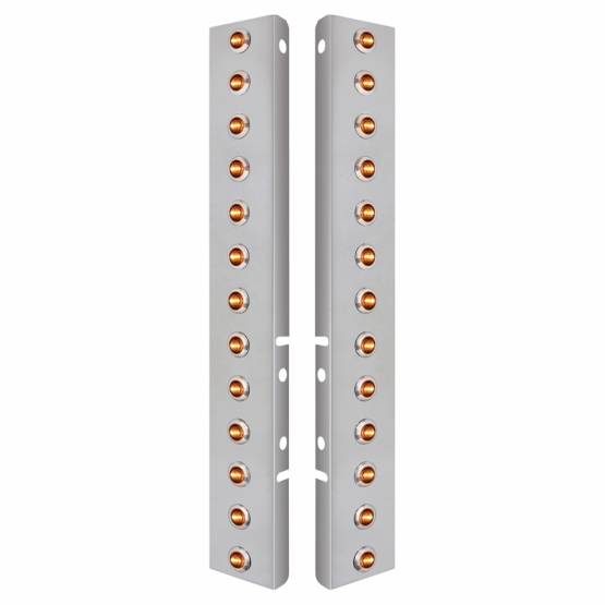 UNITED PACIFIC - UNITED PACIFIC - 34476 - SOPORTE DEL FILTRO DE AIRE DELANTERO DE ACERO INOXIDABLE CON 26X 3 LED MINI LUCES DE 3/4" Y BISELES DE ACERO INOXIDABLE PARA LED Y LENTES PETERBILT-AMBER