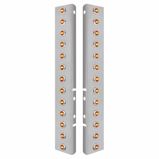 UNITED PACIFIC - UNITED PACIFIC - 34477 - SOPORTE DEL FILTRO DE AIRE DELANTERO DE ACERO INOXIDABLE CON MINI LUCES LED DE 26X 3 3/4" Y BISELES DE ACERO INOXIDABLE PARA LENTES LED/CLARAS PETERBILT-AMBER
