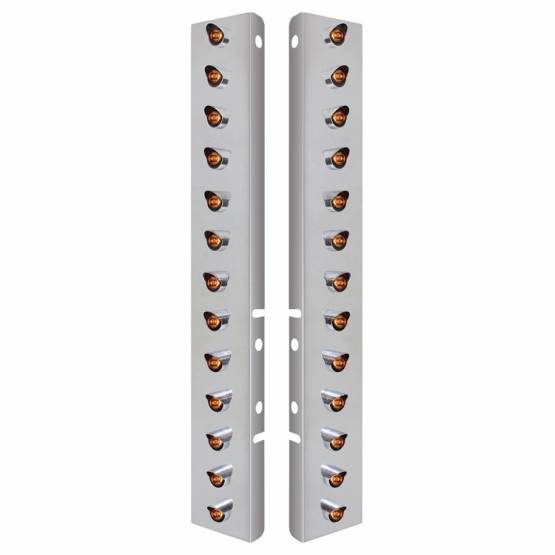 UNITED PACIFIC - UNITED PACIFIC - 34479 - SOPORTE DEL FILTRO DE AIRE DELANTERO DE ACERO INOXIDABLE CON MINI LUCES Y VISORES DE 26X 3 LED DE 3/4" PARA PETERBILT-AMBER LED/LENTE TRANSPARENTE