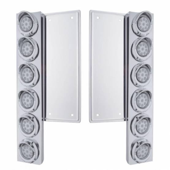 UNITED PACIFIC - UNITED PACIFIC - 34576 - SOPORTE DEL FILTRO DE AIRE DELANTERO FL SS CON LUCES Y VISORES DE 12X 9 LED DE 2" - LED ÁMBAR/LENTE TRANSPARENTE