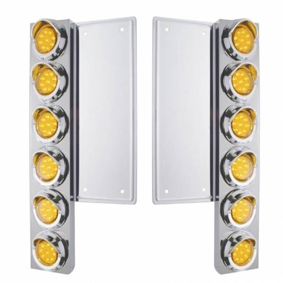 UNITED PACIFIC - UNITED PACIFIC - 34577 - SOPORTE DEL FILTRO DE AIRE DELANTERO FL SS CON LUCES Y VISORES REFLECTORES DE 12X 9 LED DE 2" - LED ÁMBAR Y LENTES