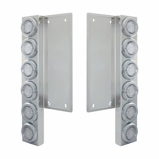 UNITED PACIFIC - UNITED PACIFIC - 34676 - SOPORTE DEL FILTRO DE AIRE DELANTERO FL SS CON LUCES Y BISELES DE 12X 9 LED DE 2" - LED ÁMBAR/LENTE TRANSPARENTE