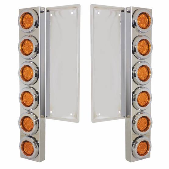 UNITED PACIFIC - UNITED PACIFIC - 34677 - SOPORTE DEL FILTRO DE AIRE DELANTERO FL SS CON LUCES Y BISELES REFLECTORES DE 12X 9 LED DE 2" - LED ÁMBAR Y LENTES