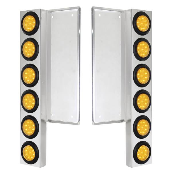 UNITED PACIFIC - UNITED PACIFIC - 34777 - SOPORTE DEL FILTRO DE AIRE DELANTERO FL SS CON LUCES REFLECTORAS DE 12X 9 LED DE 2" - LED ÁMBAR Y LENTE