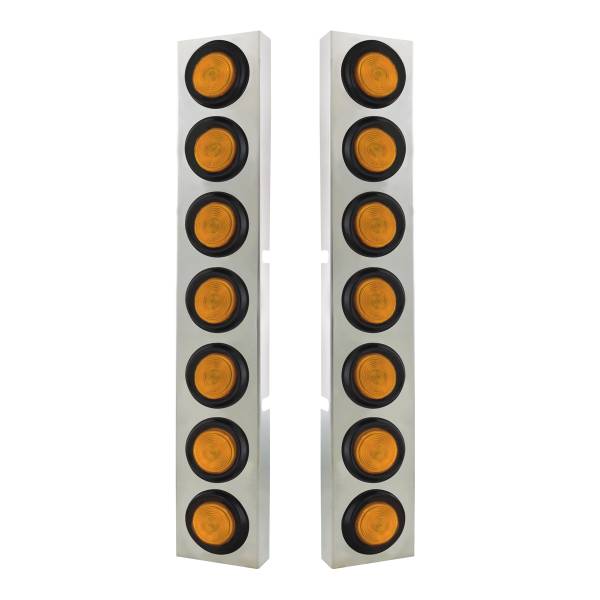 UNITED PACIFIC - UNITED PACIFIC - 34782 - SOPORTE PARA FILTRO DE AIRE FRONTAL DE ACERO INOXIDABLE KENWORTH CON LUCES PLANAS Y OJALES DE 14X 2" - LENTE ÁMBAR