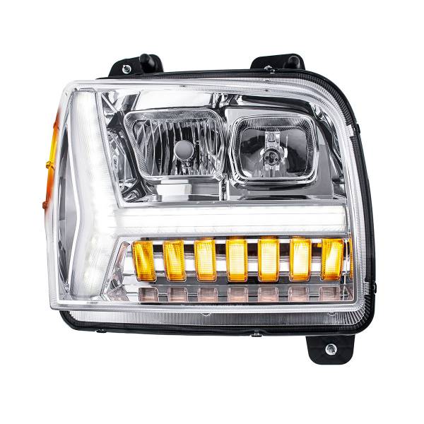 UNITED PACIFIC - UNITED PACIFIC - 35131 - FARO CROMADO CON BARRA DE LUCES LED DRL Y SEÑAL DE GIRO PARA KENWORTH W990-PASSENGER 2018-2024