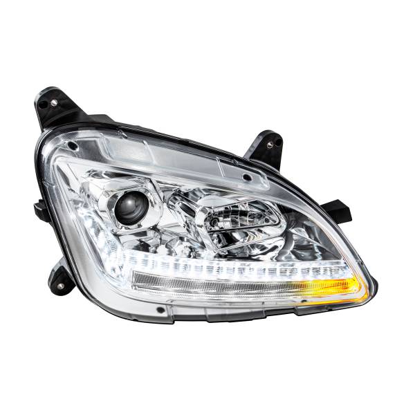 UNITED PACIFIC - UNITED PACIFIC - 35780 - FARO DE PROYECCIÓN CROMADO CON GIRO SECUENCIAL LED Y DRL PARA PETERBILT 579- PASAJERO 2012-2021