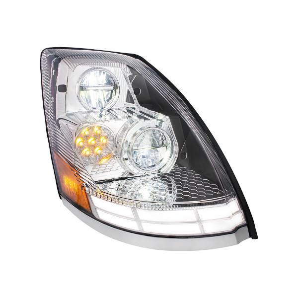 UNITED PACIFIC - UNITED PACIFIC - 35894 - FARO LED CROMADO CON BARRAS DE LUCES LED DE DOBLE COLOR PARA VOLVO VN/VNL 2003-2017 - PASAJERO