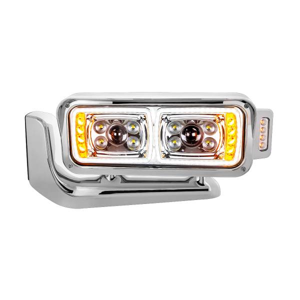 UNITED PACIFIC - UNITED PACIFIC - 35897 - CONJUNTO DE FAROS DE PROYECCIÓN "CROMADOS" DE 10 LED DE ALTA POTENCIA CON BRAZO DE MONTAJE Y POD LATERAL DE SEÑAL DE GIRO - LADO DEL CONDUCTOR