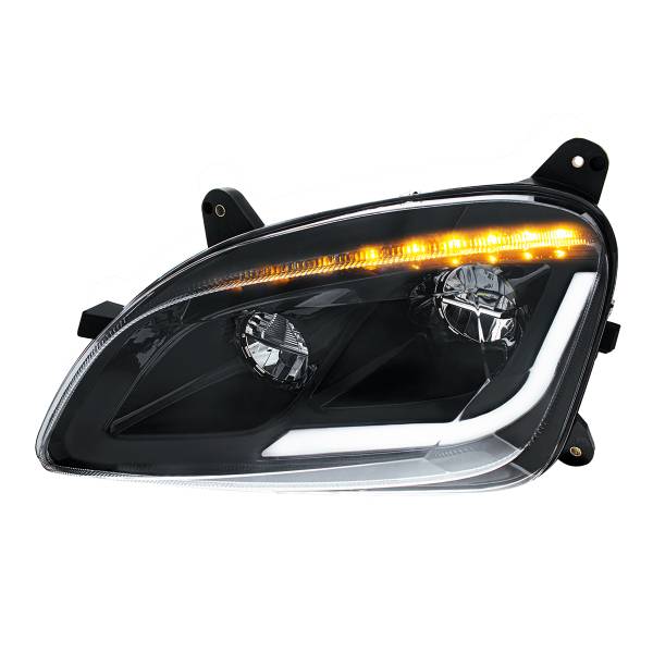 UNITED PACIFIC - UNITED PACIFIC - 35917 - FARO LED NEGRO CON INTERMITENTE LED SECUENCIAL PARA PETERBILT 579 (2012-21) Y 587 (2010-16) - CONDUCTOR