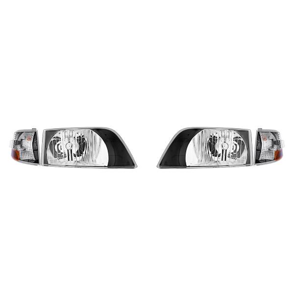 UNITED PACIFIC - UNITED PACIFIC - 36018 - CONJUNTO DE FAROS DE BISEL NEGRO CON SEÑAL DE GIRO PARA VOLVO VN 1996-2003 (JUEGO)