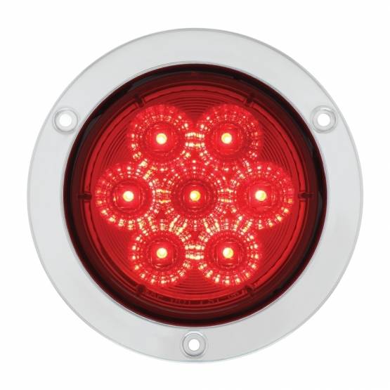 UNITED PACIFIC - UNITED PACIFIC - 36913 - LUZ DE BRIDA REDONDA DE SS DE 4" DE 7 LED (PARADA, GIRO Y TRASERA) - LED ROJO/LENTE ROJA