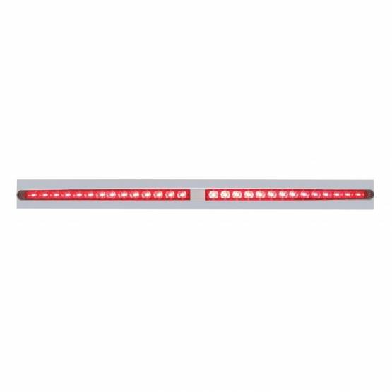 UNITED PACIFIC - UNITED PACIFIC - 37105 - PLACA DE GUARDABARROS SUPERIOR CROMADA CON DOS BARRAS DE LUCES DE 14 LED DE 24" - LED ROJO/LENTE ROJA (CADA UNO)