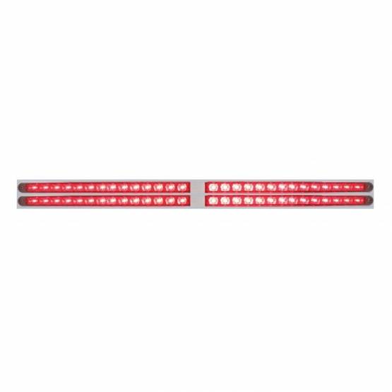 UNITED PACIFIC - UNITED PACIFIC - 37110 - PLACA SUPERIOR CROMADA PARA GUARDABARROS CON CUATRO BARRAS DE LUCES DE 14 LED DE 24" - LED ROJO/LENTE ROJA (CADA UNO)