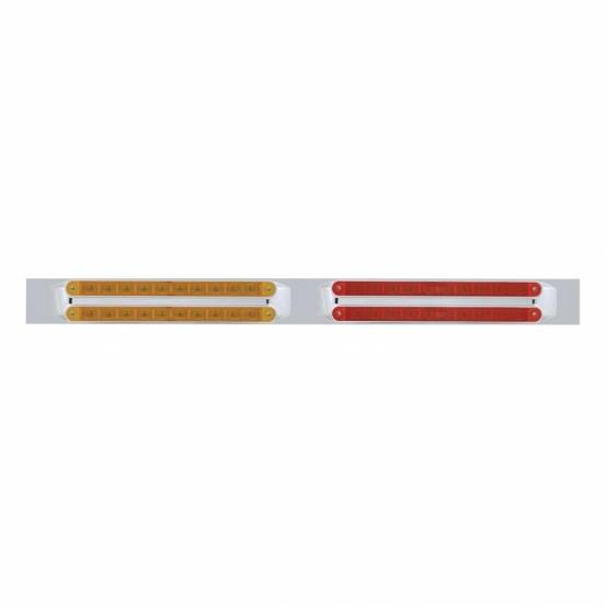 UNITED PACIFIC - UNITED PACIFIC - 37210 - PLACA DE GUARDABARROS SUPERIOR CROMADA CON CUATRO BARRAS DE LUCES DE 10 LED DE 9" - LED ÁMBAR Y ROJO/LENTE ÁMBAR Y ROJA (CADA UNO)