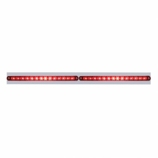 UNITED PACIFIC - UNITED PACIFIC - 37217 - PLACA DE GUARDABARROS SUPERIOR CROMADA CON DOS BARRAS DE LUCES DE 14 LED DE 12" - LED ROJO/LENTE ROJA (CADA UNO)