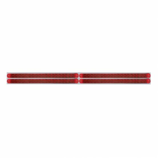 UNITED PACIFIC - UNITED PACIFIC - 37225 - PLACA DE GUARDABARROS SUPERIOR CROMADA CON CUATRO BARRAS DE LUCES REFLECTORAS DE 19 LED DE 12" - LED ROJO/LEENTE ROJA (CADA UNO)