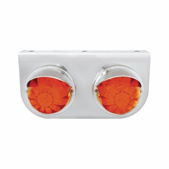 UNITED PACIFIC - UNITED PACIFIC - 37257 - SOPORTE DE LUZ DE ACERO INOXIDABLE CON 2X 17 LUCES Y VISORES DE SANDÍA DE DOBLE FUNCIÓN LED - LED ÁMBAR/LENTE ÁMBAR OSCURO