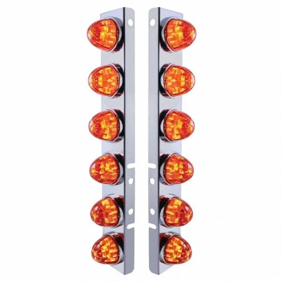 UNITED PACIFIC - UNITED PACIFIC - 37290 - SOPORTE DEL FILTRO DE AIRE FRONTAL DE ACERO INOXIDABLE CON 12 LUCES LED DE SANDÍA Y BISELES DE ACERO INOXIDABLE PARA LENTES LED PETERBILT-ÁMBAR/ÁMBAR OSCURO