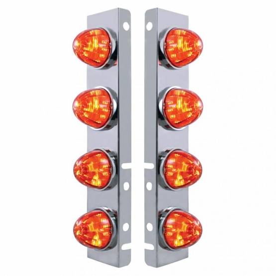 UNITED PACIFIC - UNITED PACIFIC - 37291 - SOPORTE DEL FILTRO DE AIRE FRONTAL DE ACERO INOXIDABLE CON 8X 17 LUCES LED DE SANDÍA Y BISELES DE ACERO INOXIDABLE PARA LENTES LED PETERBILT-AMBER/ÁMBAR OSCURO