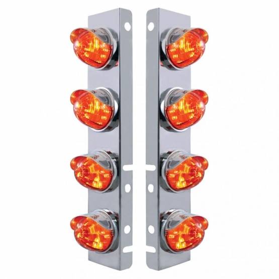 UNITED PACIFIC - UNITED PACIFIC - 37293 - SOPORTE DEL FILTRO DE AIRE FRONTAL DE ACERO INOXIDABLE CON 8 LUCES LED DE SANDÍA Y VISORES DE ACERO INOXIDABLE PARA LENTES LED PETERBILT-AMBER/ÁMBAR OSCURO