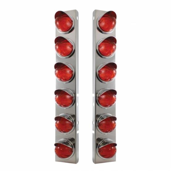 UNITED PACIFIC - UNITED PACIFIC - 37294 - SOPORTE DEL FILTRO DE AIRE FRONTAL DE ACERO INOXIDABLE CON 12X 17 LUCES LED DE SANDÍA Y VISORES PARA LENTES LED PETERBILT-AMBER/ÁMBAR OSCURO