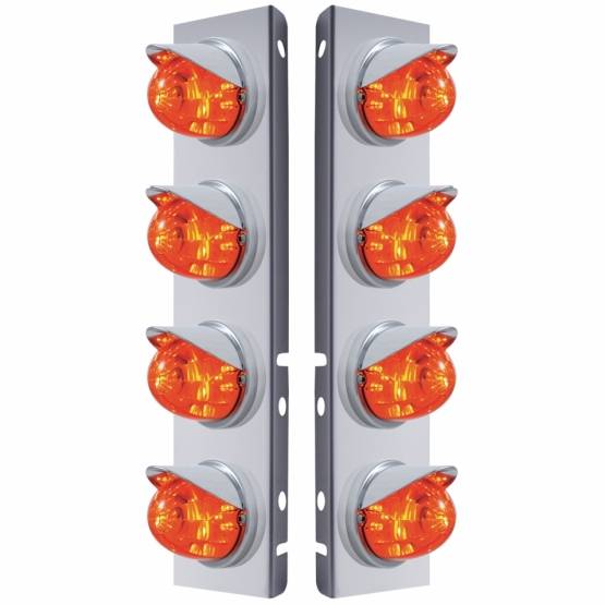 UNITED PACIFIC - UNITED PACIFIC - 37295 - SOPORTE DEL FILTRO DE AIRE FRONTAL DE ACERO INOXIDABLE CON 8X 17 LUCES LED DE SANDÍA Y VISORES PARA LENTES PETERBILT-AMBER LED/ÁMBAR OSCURO