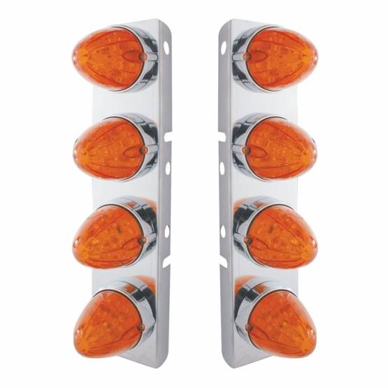 UNITED PACIFIC - UNITED PACIFIC - 37297 - SOPORTE DEL FILTRO DE AIRE FRONTAL DE ACERO INOXIDABLE CON 8X 19 LUCES LED DE SANDÍA Y BISELES PARA LENTES LED PETERBILT-ÁMBAR/ÁMBAR OSCURO
