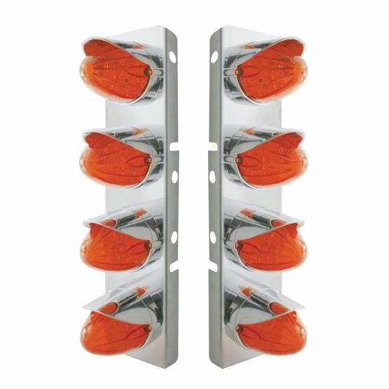 UNITED PACIFIC - UNITED PACIFIC - 37299 - SOPORTE DEL FILTRO DE AIRE DELANTERO DE ACERO INOXIDABLE CON 8X 19 LUCES LED DE SANDÍA Y VISORES PARA LENTES PETERBILT-AMBER LED/OSCURO