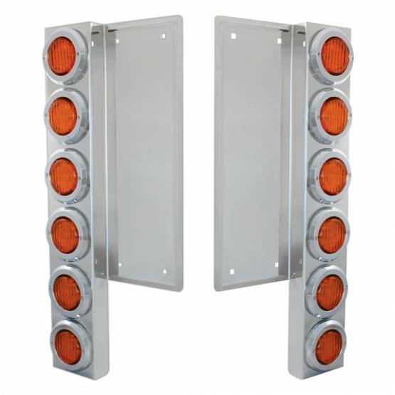 UNITED PACIFIC - UNITED PACIFIC - 37322 - SOPORTE DEL FILTRO DE AIRE DELANTERO FL SS CON LUCES Y BISELES DE 12X 9 LED DE 2" - LED ÁMBAR Y LENTES