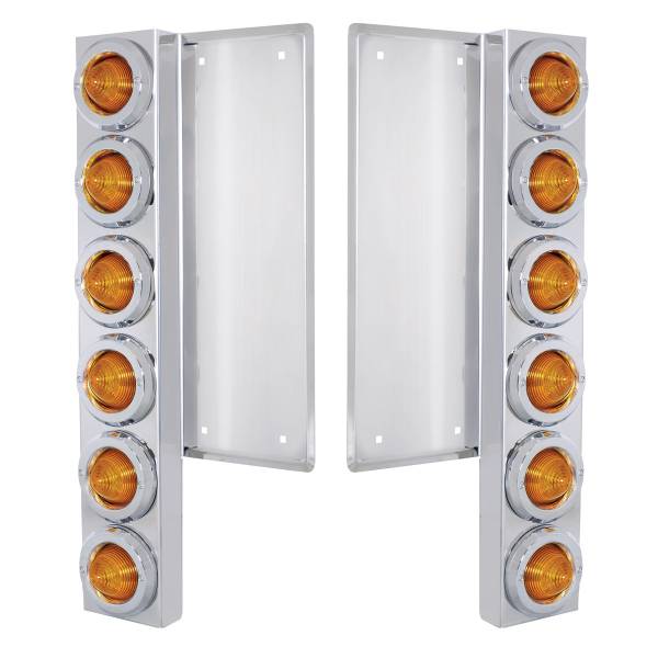 UNITED PACIFIC - UNITED PACIFIC - 37323 - SOPORTE DEL FILTRO DE AIRE DELANTERO FL SS CON 12X 9 LED LUCES Y BISELES DE COLMENA DE 2" - LED ÁMBAR Y LENTES