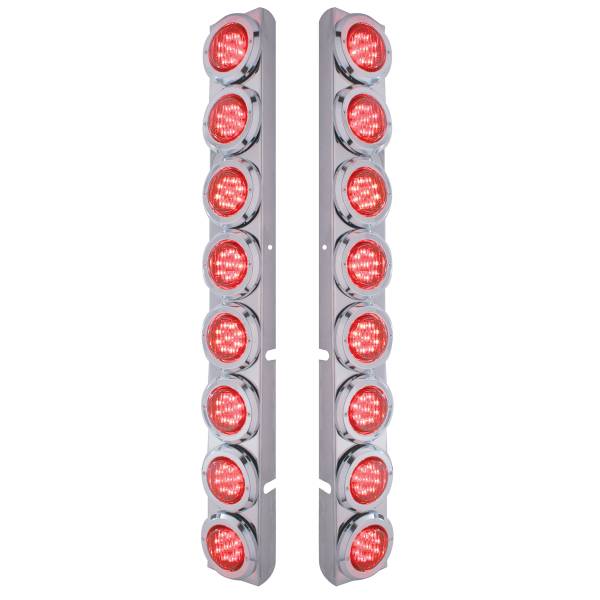 UNITED PACIFIC - UNITED PACIFIC - 37330 - SOPORTE DEL FILTRO DE AIRE TRASERO DE ACERO INOXIDABLE CON LUCES Y BISELES DE 16X 9 LED DE 2" PARA PETERBILT - LED ROJO/LENTE ROJA
